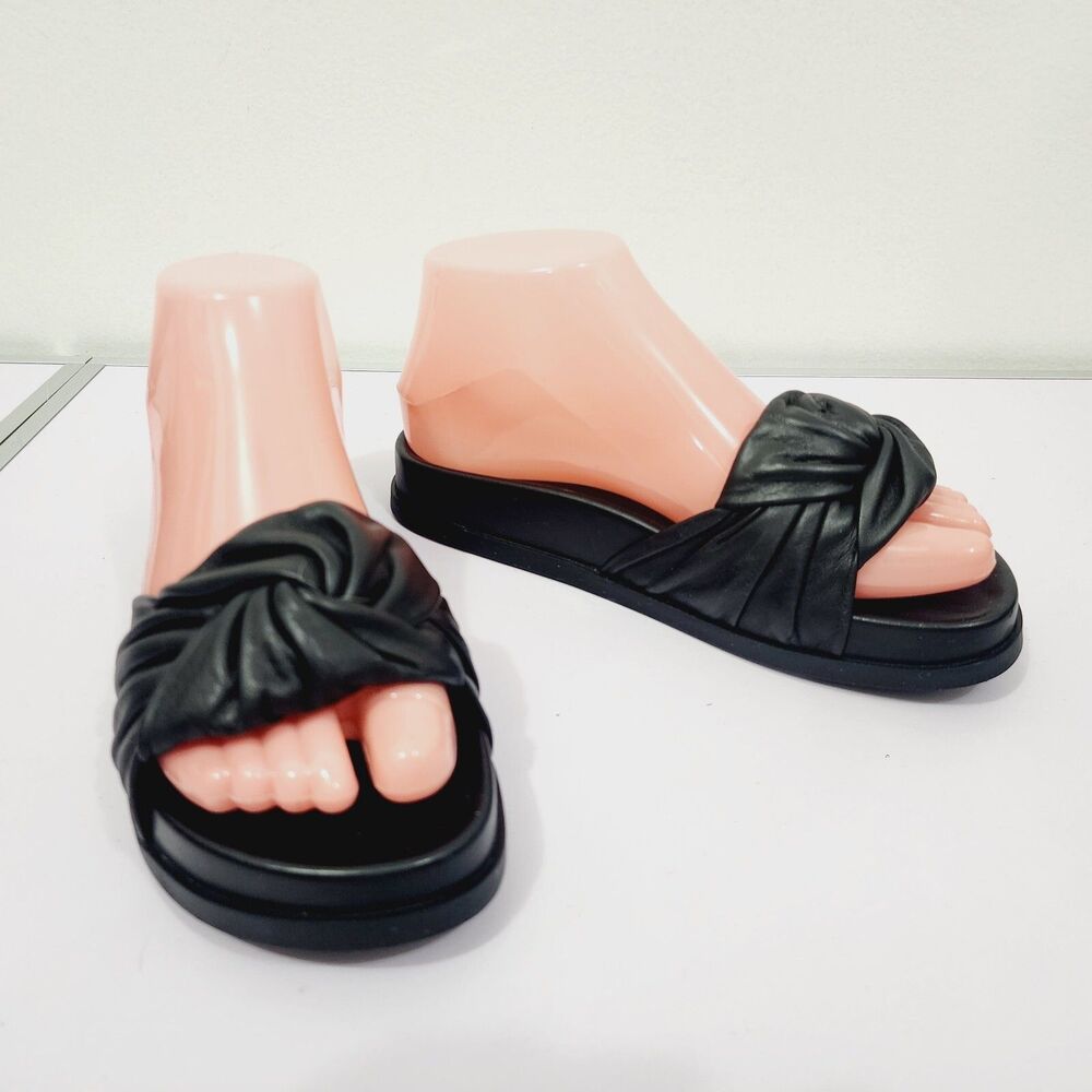 Rebecca Minkoff Valeraine Slide Sandals Black Leather Women's Size 6